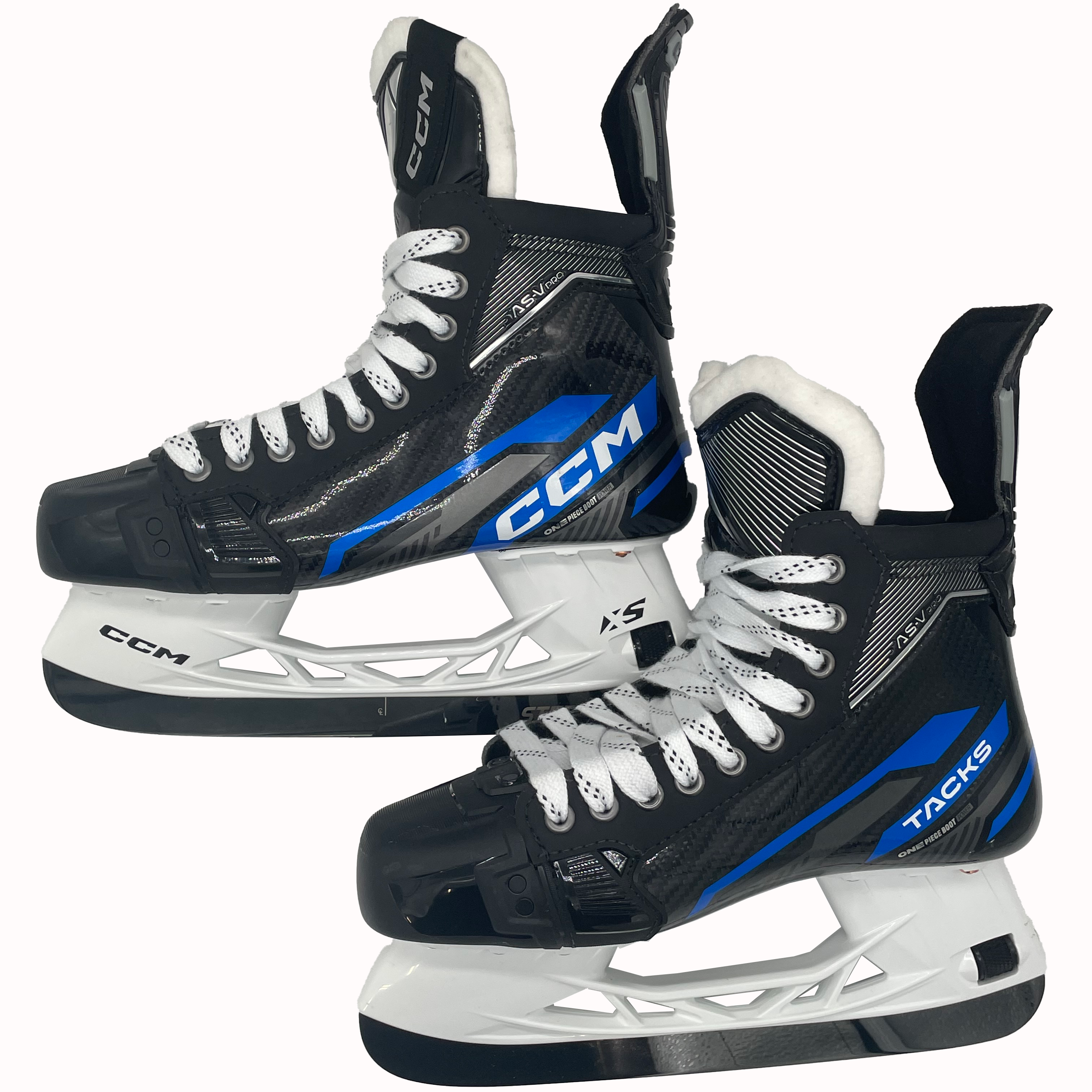 Patins de hockey CCM Tacks AS-V Pro – NCAA Pro Stock – Taille 7,5 (noir/bleu)